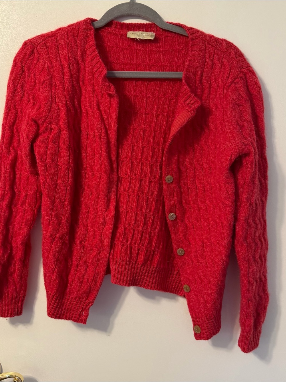 100% wool red cardigan